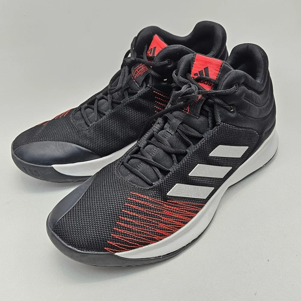 Adidas Pro Spark 2018 Black Red Silver Basketball Shoes Mens 15 F99892 - Picture 1 of 13